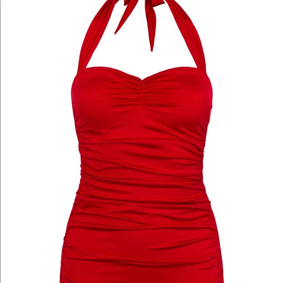 Esther Williams Red 1950’s one piece with Tummy - Picture 3 of 12